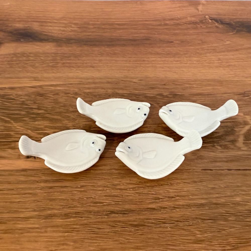 Vintage Joyce Chen Flounder Fish‎ Chopstick Rests, Set of 4 Porcelain (Japan)